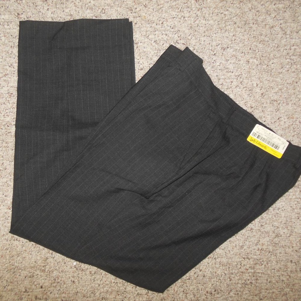 Lady Edwards 18 Dark Gray Pinstripe Pants Trousers
